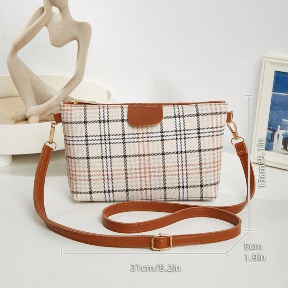 ⚠️Clearance Brown Plaid Pattern Square Crossbody Bag - Picture 6 of 6